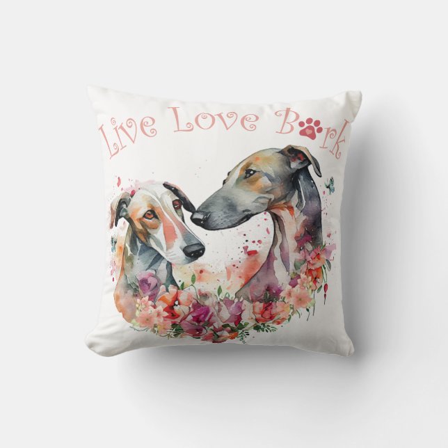 Greyhound Hund Mama Floral Kissen (Vorderseite)