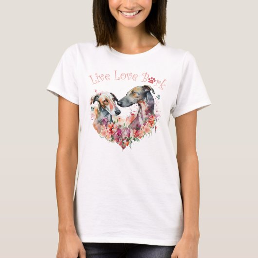 Greyhound Hund Mama Floral T-Shirt (Vorderseite)