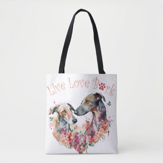 Greyhound Hund Mama Floral Tasche (Vorderseite)