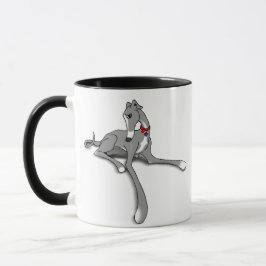 Greyhound Hund mit Pewter und White Tuxedo Tasse