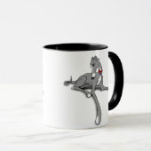Greyhound Hund mit Pewter und White Tuxedo Tasse (VorderseiteRechts)