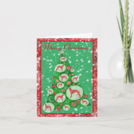 Greyhound Hund Niedliche Silhouette Weihnachtsbaum Karte