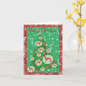 Greyhound Hund Niedliche Silhouette Weihnachtsbaum Karte (Gelbe Blume)