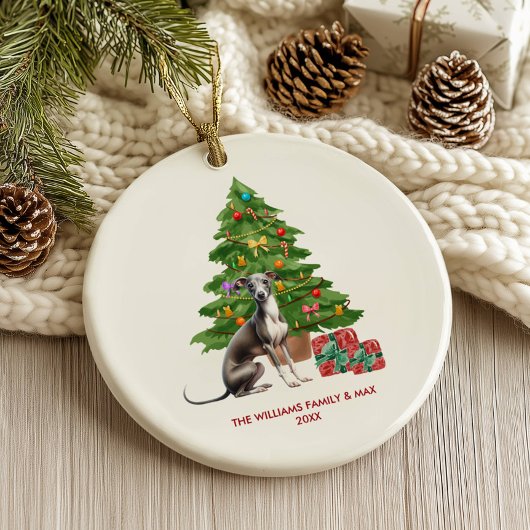 Greyhound Hund Personalisiert Weihnachten Keramik Ornament