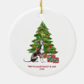 Greyhound Hund Personalisiert Weihnachten Keramik Ornament (Hinten)