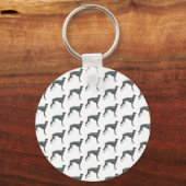 Greyhound Hund Silhouette Gelb & Blau Gitter Schlüsselanhänger (Rückseite)