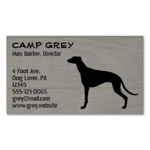 Greyhound Hund Silhouette Imitate Holzkörnstil Magnetische Visitenkarte