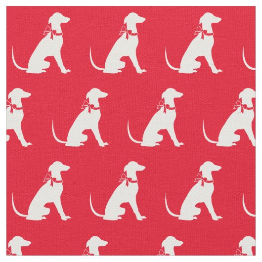 Greyhound Hund Silhouette Rotes Tier Stoff (Nahaufnahme)
