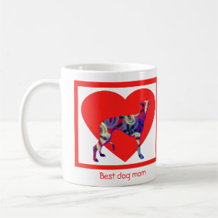 Greyhound Hund Silhouette Valentine's Day Red Hear Kaffeetasse