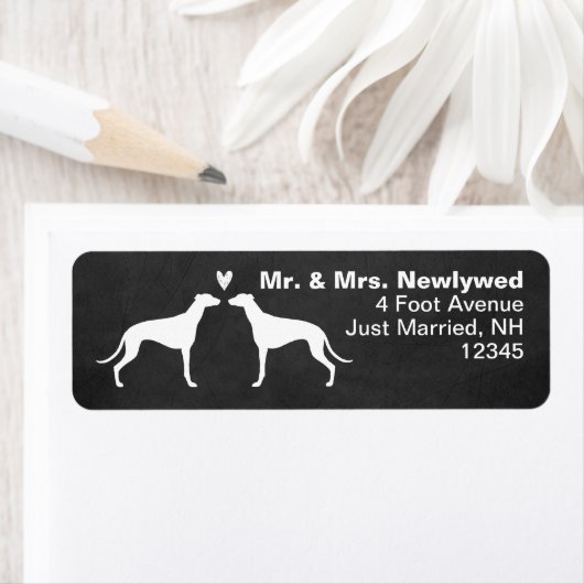 Greyhound Hund Silhouetten Couple Rücksendeadresse (Insitu)