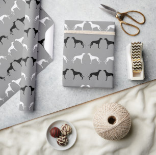 Greyhound Hund Silhouetten Muster Geschenkpapier