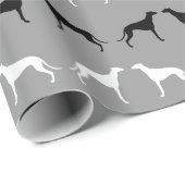 Greyhound Hund Silhouetten Muster Geschenkpapier (Rolleneckpunkt)