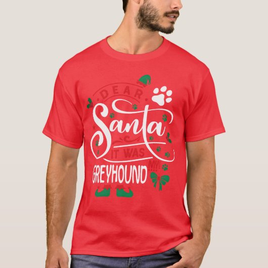 Greyhound Hund Weihnachten Hund brüten Junge Gesch T-Shirt (Vorderseite)