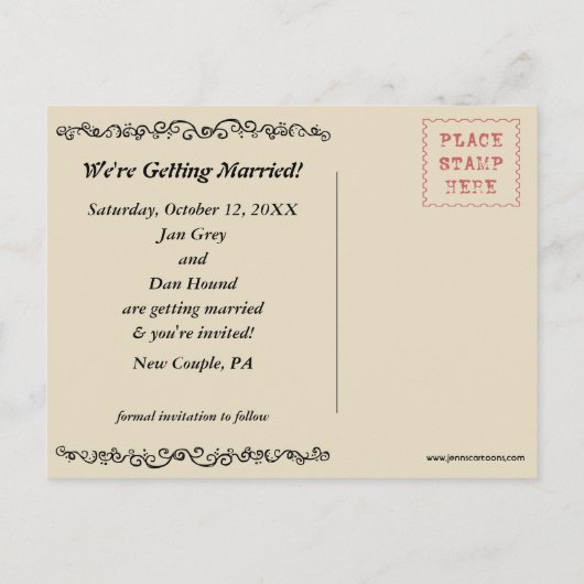 Greyhound Hunde Silhouetten Hochzeit Sichern Sie d Ankündigungspostkarte (Rückseite)