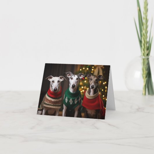 Greyhound Hunde Weihnachtskarte Karte (Vorderseite)