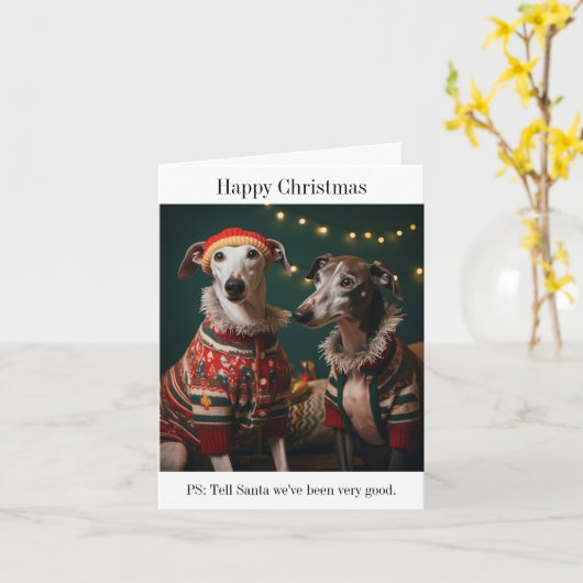 Greyhound Hunde Weihnachtskarte Karte (Gelbe Blume)