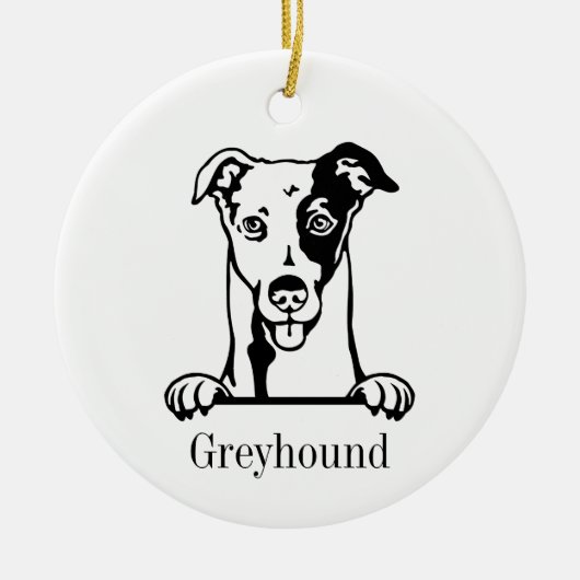Greyhound Hundeschmuck Keramik Ornament (Vorne)