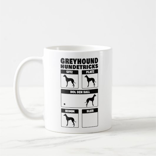 Greyhound Hundetricks Britische Windhund Tricks Kaffeetasse (Links)