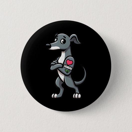Greyhound I Liebe Grandpa Funny Dog Tattoo Button (Vorderseite)