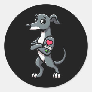 Greyhound I Liebe Grandpa Funny Dog Tattoo Runder Aufkleber