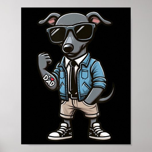 Greyhound I Liebe Vater Funny Dog Tattoo Poster (Vorne)