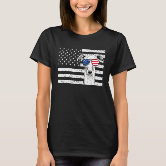 Greyhound Iggy Dog 4th of July US American Flag Pa T-Shirt (Vorderseite)