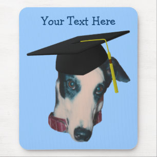 Greyhound in Graduation Cap Funny Dog Mousepad