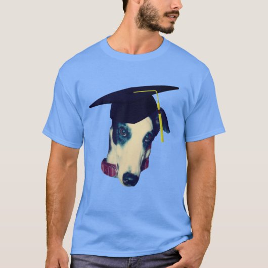 Greyhound in Graduation Cap Funny Dog T-Shirt (Vorderseite)