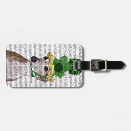 Greyhound in Grüner Nylonhut 2 Gepäckanhänger (Vorderseite horizontal)