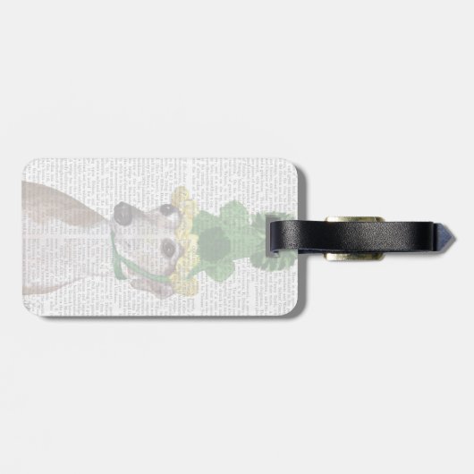 Greyhound in Grüner Nylonhut 2 Gepäckanhänger (Rückseite horizontal)