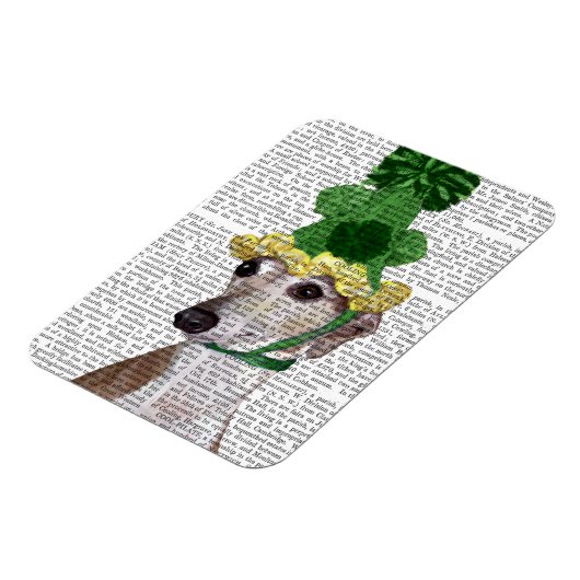 Greyhound in Grüner Nylonhut 2 Magnet (Linke Seite)