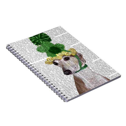 Greyhound in Grüner Nylonhut 2 Notizblock (Rechte Seite)