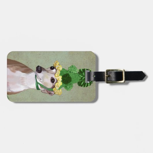 Greyhound in Grüner Nylonhut Gepäckanhänger (Vorderseite horizontal)