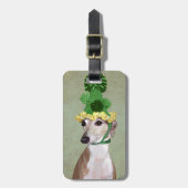 Greyhound in Grüner Nylonhut Gepäckanhänger (Vorderseite vertikal)