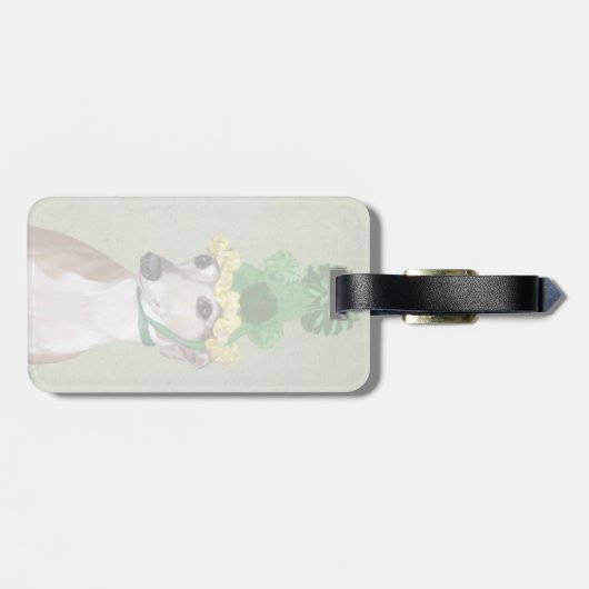 Greyhound in Grüner Nylonhut Gepäckanhänger (Rückseite horizontal)