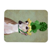 Greyhound in Grüner Nylonhut Magnet (Horizontal)