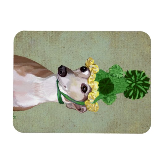 Greyhound in Grüner Nylonhut Magnet (Horizontal)