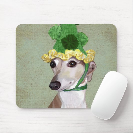 Greyhound in Grüner Nylonhut Mousepad (Mit Mouse)