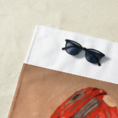 Greyhound in red car at the Beach Strandtuch (Beispiel)