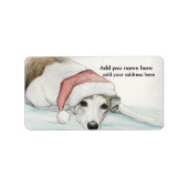 Greyhound in Weihnachtsmannmütze Address Labels Adressaufkleber (Vorne)