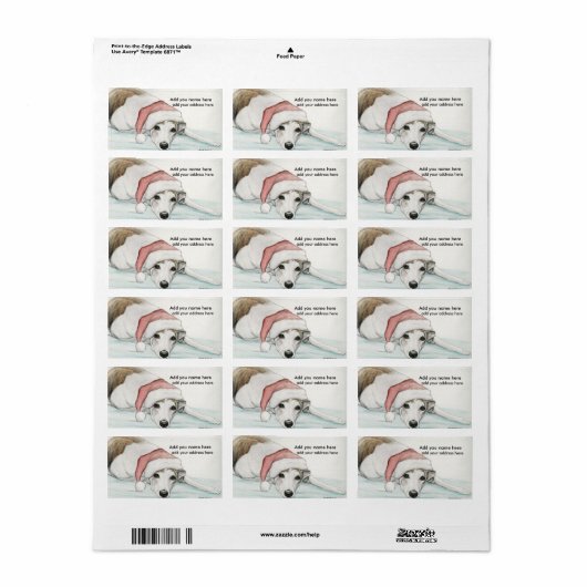 Greyhound in Weihnachtsmannmütze Address Labels Adressaufkleber (Vorne)