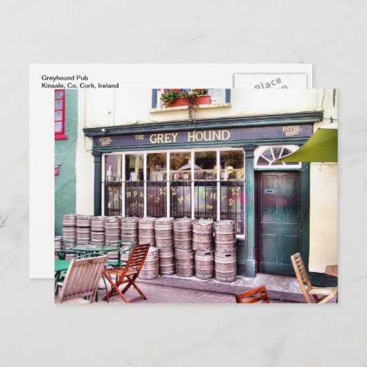 Greyhound Irish Pub Postcard Postkarte (Vorne/Hinten)