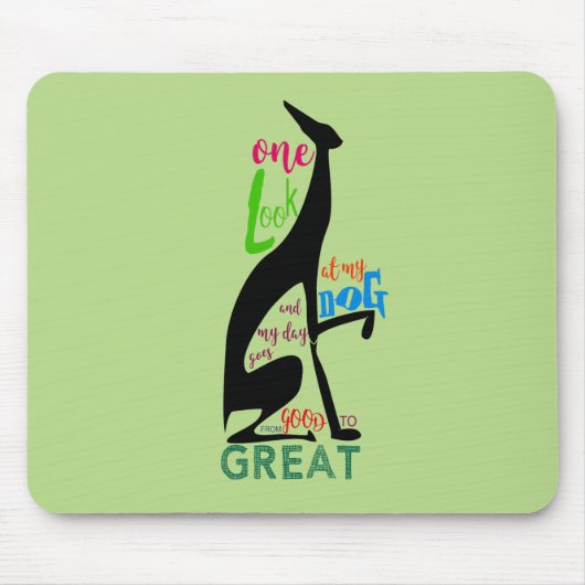 Greyhound Italienische Silhouette Liebe My Dog Sti Mousepad (Vorne)