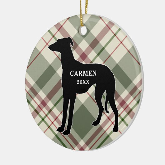 Greyhound Kariert Weihnachtsschmuck (Links)