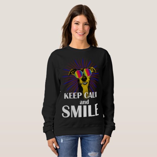 Greyhound Keep Calm & Smile Galgo Greyhound Hipp Sweatshirt (Vorne ganz)