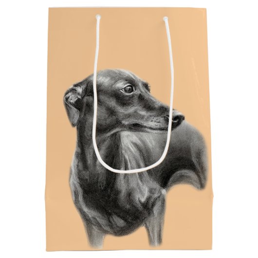 Greyhound-Kohle Zeichnend Mittlere Geschenktüte (Rückseite)