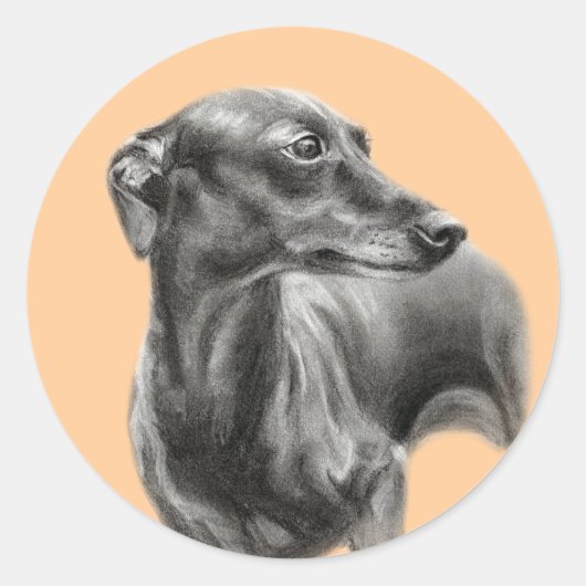 Greyhound-Kohle Zeichnend Runder Aufkleber (Vorderseite)