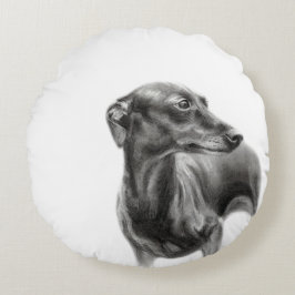 Greyhound-Kohle Zeichnend Rundes Kissen