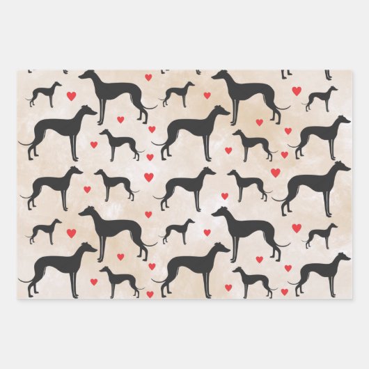 Greyhound-Liebe Geschenkpapier Set (Vorderseite)