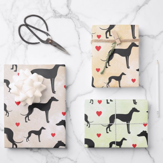 Greyhound-Liebe Geschenkpapier Set (Vorderseite)